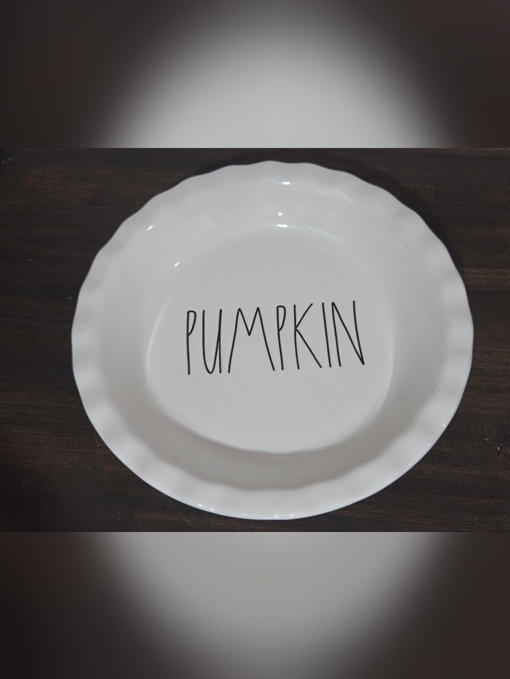 Rae Dunn White Ceramic 'PUMPKIN' Pie Plate